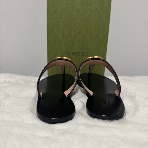 Gucci Black Sandals with Gold Detail - Picture 7 of 8